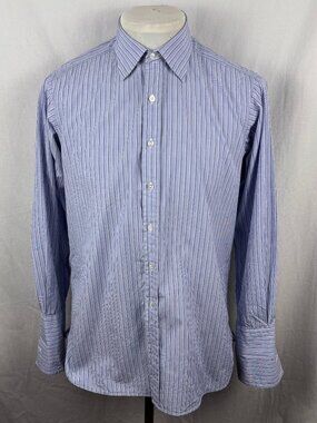 Turnbull & Asser Blue Stripe French Cuff Cotton Shirt 16/41 England